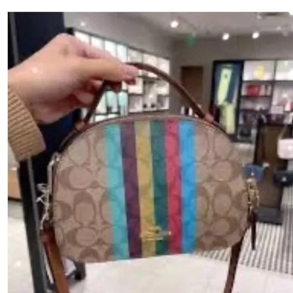 COACH Serena Satchel Crossbody Bag In Signature Canvas With Stripe C5642 - Picture 8 of 12